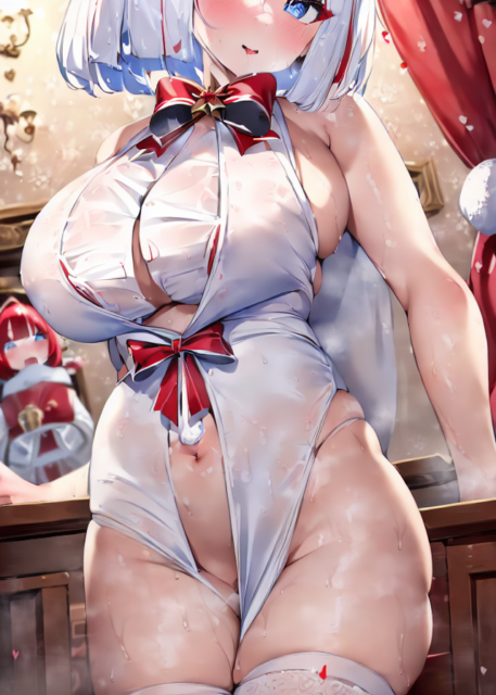 【爆乳 二次元画像】ピンク眼鏡のエロクリスマスコスチュームの女の子の二次元画像集