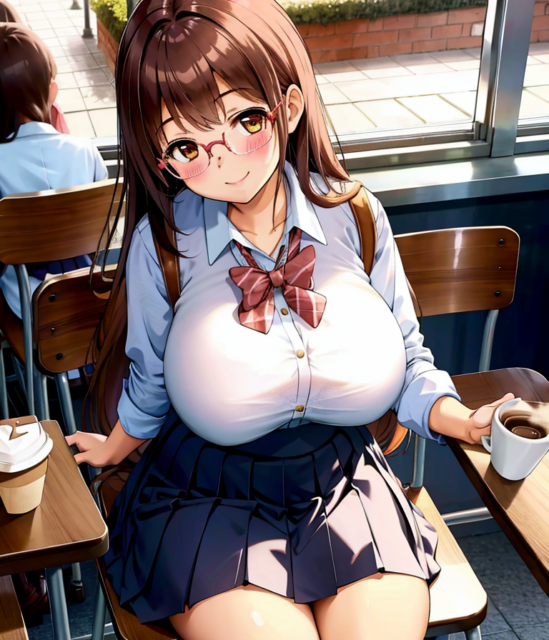 むっちり爆乳の眼鏡っ子女子の画像