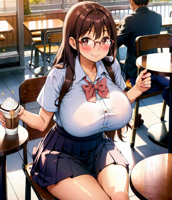 むっちり爆乳の眼鏡っ子女子の画像