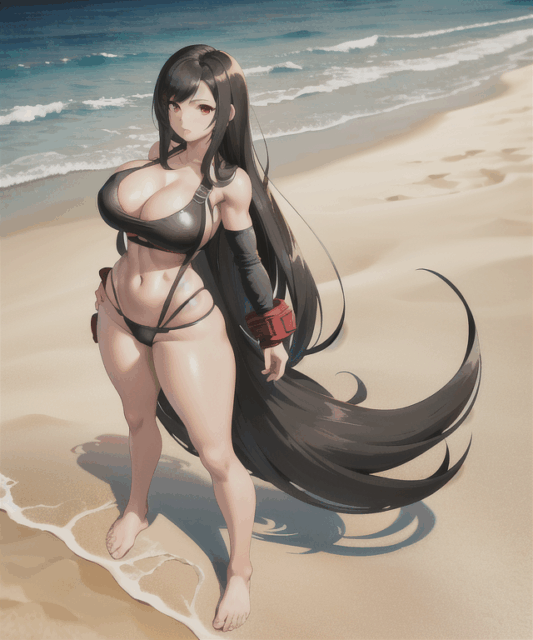 【爆乳 二次元画像】ティファをコスプレした女の子の水着画像集