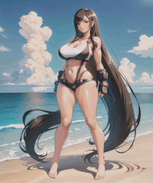 【爆乳 二次元画像】ティファをコスプレした女の子の水着画像集