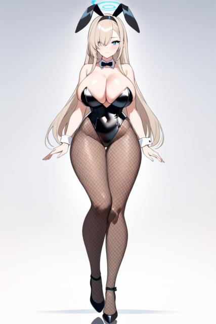 【爆乳 二次元画像】蒼いバニーガールの爆乳の女の子の水着画像集